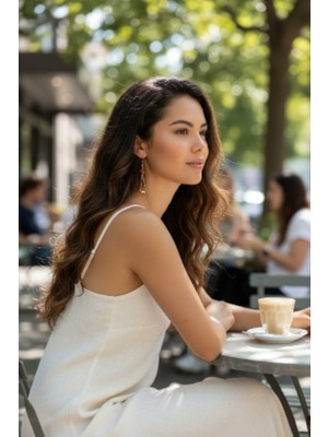 Tokuşka Akik Taşlı Sallantılı Küpe