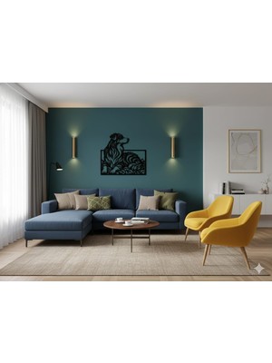 Atagün Nova 3D Yazıcı Uzun Tüylü Köpek Duvar Dekoru (Border Collie/aussie) | Çerçeveli Hayvan Figürü Sanat Tablosu | Modern Köpek Sever Hediyesi