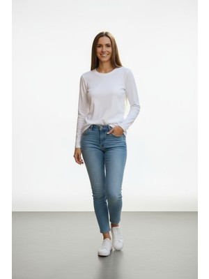 Lyvean Bisiklet Yaka Regular Uzun Kollu Tshirt