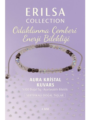Erilsa Sertifikalı Odaklanma Enerji Bilekliği - Aura Kristal Kuvars ve Terahertz Doğal Taş 4 mm