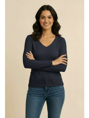 Lyvean V Yaka Regular Uzun Kollu Tshirt