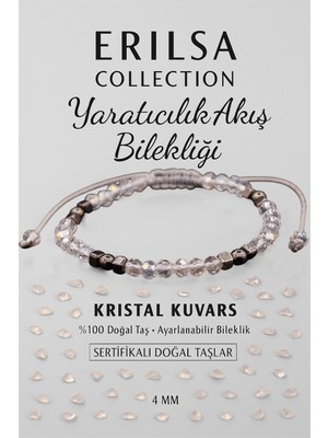 Erilsa Sertifikalı Yaratıcılık Akış Enerji Bilekliği - Kristal Kuvars ve Terahertz Doğal Taş 4 mm
