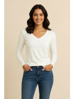 Lyvean V Yaka Regular Uzun Kollu Tshirt