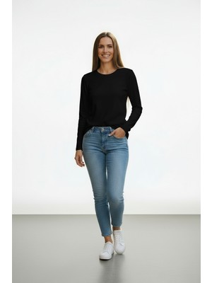 Lyvean Bisiklet Yaka Regular Uzun Kollu Tshirt