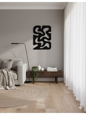 Modern Soyut Metal Duvar Dekoru Tablosu / Organik Dalgalı Siyah Sanat Tablosu