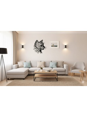 Atagün Nova 3D Yazıcı Ağaç Kedi Silüeti Duvar Dekoru | Doğa ve Hayvan Temalı Modern Tablo | Kedi Severler Için Minimalist Hediye