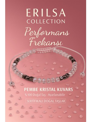 Erilsa Sertifikalı Performans Frekansı Enerji Bilekliği - Pembe Kristal Kuvars ve Terahertz Doğal Taş 4 mm