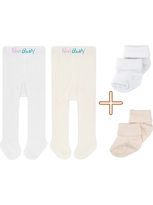 Novibaby 2'li Bebek ve Çocuk Pamuklu Külotlu Çorap & Yenidoğan Bambu Bebek Çorap Seti, Yumuşak, Esnek Yapılı