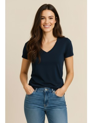 Lyvean V Yaka Regular Kısa Kollu Tshirt