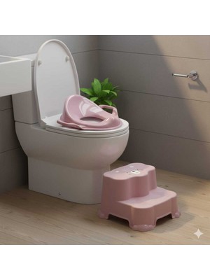 2 Parça Tuvalet Başlangıç Seti Basamak Klozer Adaptör Çocuk Bebek Pembe Mavi