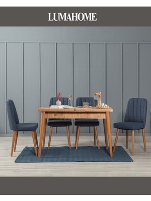 Luma Home Gordes Midi Ceviz-Lacivert Yemek Masası Takımı
