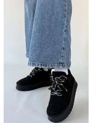 Mirelle Muden Siyah Süet Bağcıklı Bot