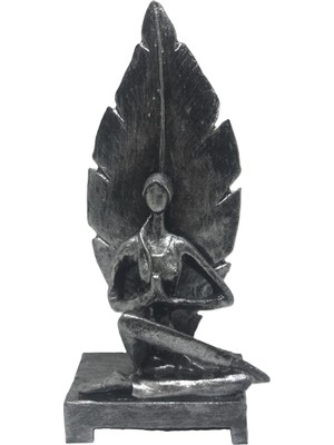 Yapraklı Yogacı Kadın Biblo Gümüş Eskitme 24CMX10CM