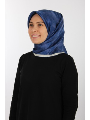 Koyu Mavi Aker Ipek Krep Saten Eşarp 7208701-323