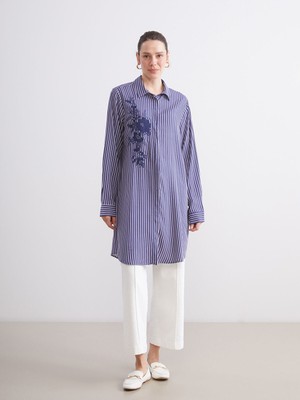 Lc Waikiki Yeni Sezon Çizgili Kadın Gömlek Tunik