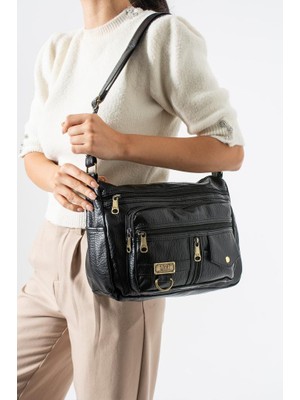 Baginn Yıkama S.deri Kadın Postacı Çanta Çok Cepli 30*20 cm Vegan Deri Bayan Çapraz Askılı Omuz Çantası