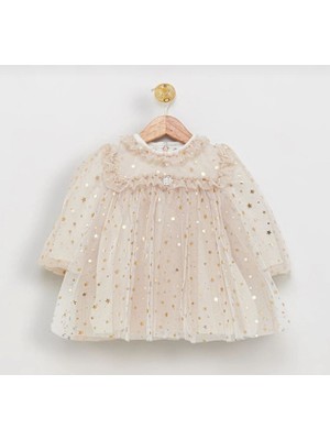 Butik Kız Çocuk - Bebek Yıldız Işlemeli Tütü Elbise %100 Pamuklu Astar Özel Gün Elbisesi Doğumgünü - Düğün
