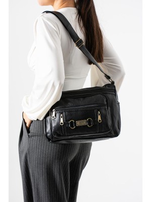 Baginn Yıkama Suni Deri Kadın Postacı Çanta Çok Cepli 30*20 cm Vegan Deri Bayan Çapraz Askılı Omuz Çantası