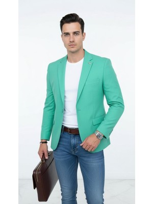 Erkek Slim Fit Blazer Ceket – Plus Scorpion Tek Düğmeli Spor & Klasik Kombin