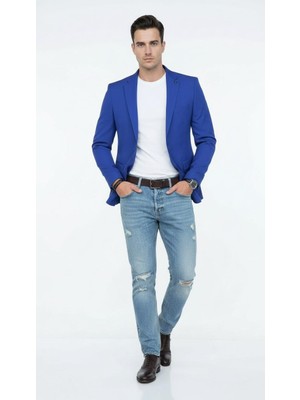 Erkek Slim Fit Blazer Ceket – Plus Scorpion Tek Düğmeli Spor & Klasik Kombin