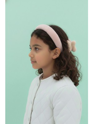 Krem Peluş Kelebek Toka ve Saç Bandı Seti Yumuşak Taç Aksesuar