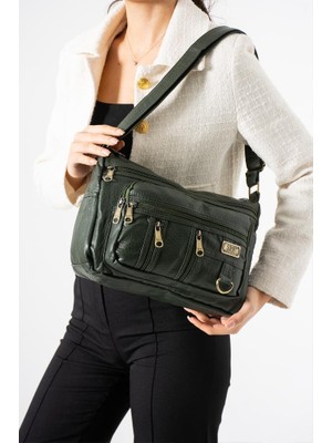 Baginn Y.suni Deri Kadın Postacı Çanta Çok Cepli 30*20 cm Vegan Deri Bayan Çapraz Askılı Omuz Çantası
