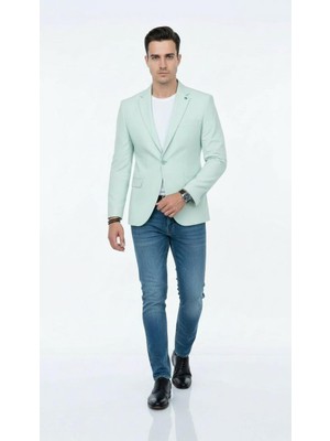 Erkek Slim Fit Blazer Ceket – Plus Scorpion Tek Düğmeli Spor & Klasik Kombin