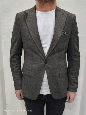 Duayen Fistan Store Erkek Kahverengi Düz Italyan Kesim Dar Kalıp Tek Düğme Blazer Ceket