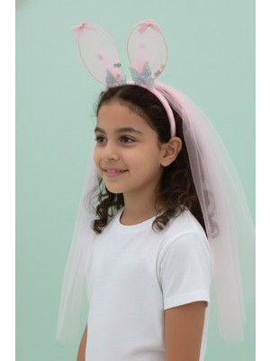 Kız Çocuk Tül Detaylı Kelebek Figürlü Taç Saç Bandı