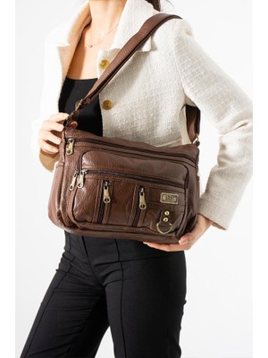 Baginn Y.suni Deri Kadın Postacı Çanta Çok Cepli 30*20 cm Vegan Deri Bayan Çapraz Askılı Omuz Çantası