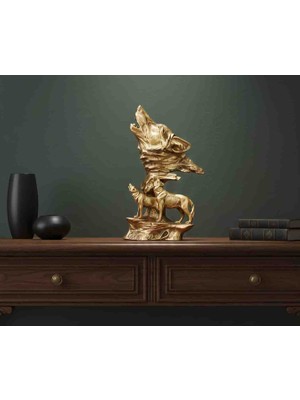 Curcuna Hediyelik Yavrulu Kurt Polyester Biblo