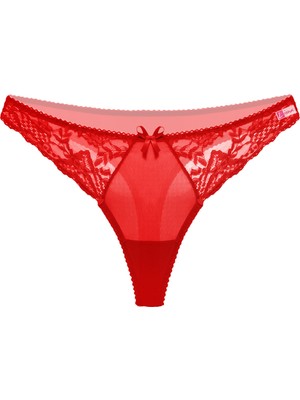 Kırmızı Dantelli Fantezi G String Külot