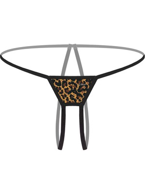 Ağı Açık Büyük Beden Leopar Desenli Fantezi G String