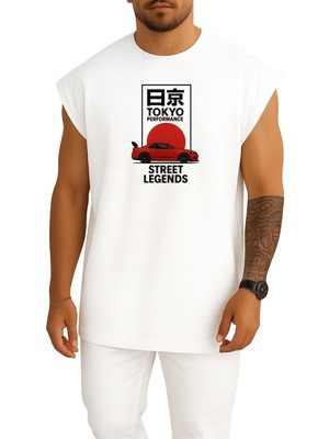 Bahriyeli Collection Oversize Liberty Walks Tokyo Sokağın Efsanesi Araba Göğüs Baskılı Atlet