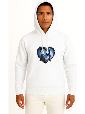 Bahriyeli Collection Kapüşonlu Corpse Bride Göğüs Baskılı Unisex Sweatshirt