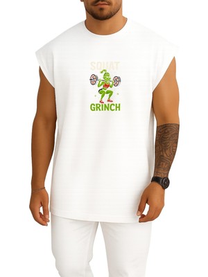 Bahriyeli Collection Oversize Gym Fitness Squat Grinch Göğüs Baskılı Atlet