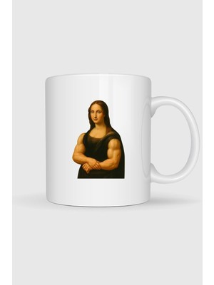 Bahriyeli Collection  Mona Lisa Tablosu Kaslı Fitness Baskılı Kupa Bardak