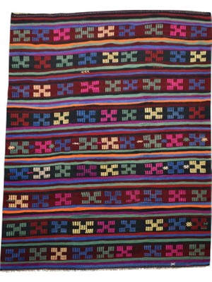 Kilim Antik El Dokuma Karakeçili Yörük Yün Kilim 0469 - Yeni - Çok Renkli