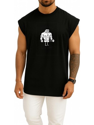 Bahriyeli Collection Oversize Asla Bacak Gününü Atlama Gym Fitness Göğüs Baskılı Atlet