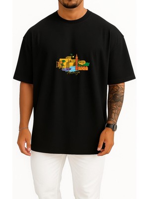 Bahriyeli Collection Oversize 07 Antalya Türkiye Göğüs Baskılı Unisex T-Shirt
