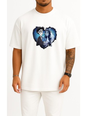 Bahriyeli Collection Oversize Corpse Bride Göğüs Baskılı Unisex T-Shirt