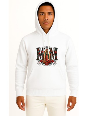 Bahriyeli Collection Kapüşonlu Meryem Ana Hristiyan Göğüs Baskılı Unisex Sweatshirt