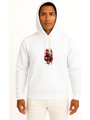 Bahriyeli Collection Kapüşonlu Samurai Noel Baba Göğüs Baskılı Unisex Sweatshirt