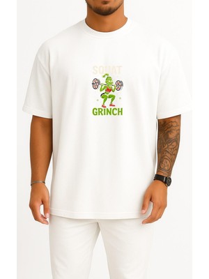 Bahriyeli Collection Oversize Gym Fitness Squat Grinch Göğüs Baskılı Unisex T-Shirt