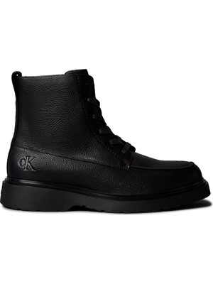Calvin Klein Siyah Erkek Bot Combat Ess Lace Up Apron Lth W