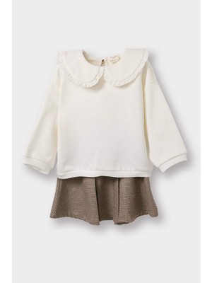 DeFacto 2'li Takım Büyük Yaka Sweatshirt Etek Kız Bebek G5834A525WN