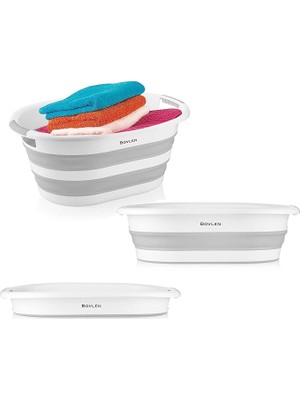 Misda Store Katlanabilir Çamaşır Sepeti - Katlanır Çamaşır Sepeti - Gri - 54,5X39X8 cm - Pp+