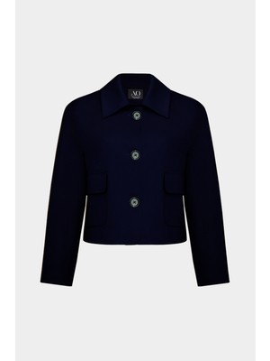 Açelya Okcu Premium Vento Lycra Cep Detaylı Kısa Dokuma Ceket