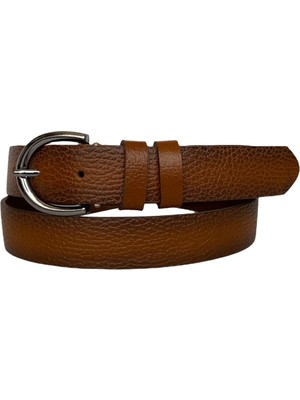 GoDeri  Deri Nikel Tokalı Taba Baskılı Kadın Kemeri, 3cm