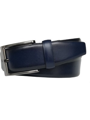 GoDeri  Lacivert Klasik Kumaş Pantolon Için Deri Kemer 3,5 cm